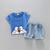 Desenhos animados da criança menino roupas de verão conjunto 2 cores t camisa jeans curto crianças roupas camisa manga curta meninos terno bebê treino 28463563 de alta qualidade.