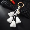 Korean velvet tassel keychain leather tassel pearl pendant car ornaments female key chain plush bag pendant Handbag Jewelry Gift