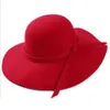 2018 nieuwe meisje mode vintage vrouwen brede rand zon hoed vilt bowler cap lady floppy cloche g220301