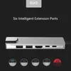 6 I 1 Aluminiumlegering USB 3 0 PORTS TYP-C HUB USB-C till 4K HD Laptop RJ45 Gigabit Ethernet Network PD Hub i Stock1256U