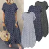 Maxi abito da spiaggia bohemien Vestito estivo estivo stampato da donna ZANZEA 2021 Casual Polka Dot Baggy Sarafans Vestidos Plus Size Robe X0521