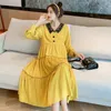 8880# Autumn Spring Korean Fashion Patchwork Loose Maternity Long Party Dress Elegant Slim Clothes for Pregnant Women Pregnancy LJ201125