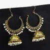 Afghan Big Circle Drop Earrings Pearl Beads Long Tassel Drop Jhumka Earrings Statement Brincos Tribal Wedding Jewelry