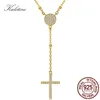 Kaletine 925 Sterling Silver Rosary Halsband Trendiga Guld Smycken Cross Charms Turkiet Halsband Kvinnor Tillbehör Män 220218