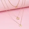 3PCSSet Kvinnor halsband Set Charm Butterfly Tassel Pendant CLAVICLE CHAIN ​​MULTILAYER GOLD NECKLACE CLASSIC DANCE PARTY JEWELLRY9091831