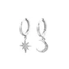 2021 dominé contracté asymétrique cristal étoile mode boucles d'oreilles délicat Joker lune Style femmes boucle d'oreille bijoux