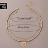 Romantic Heart Pendant Neckalce for Women Girls Charms Gold Beaded Chain Choker Adjustable Wedding Jewelry