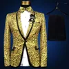 Men's Suits & Blazers Wholesale- Gold Suit Lastest Coat Pant Design Pus Size 4xl 5xl 6xl Costume Homme Wedding For Men Stage Tuxedo Silver B