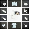 11 Styles Sublimation Blank Keychain MDF Wooden Key Pendant Thermal Transfer Double-sided Key Ring White DIY Gift Key Chain