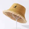 Kangaroo Sign Hat Women's Double-sided Wear Plus Velvet Thick Solid Color Fur Plush Basin Bobs 220113