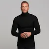 Män Casual Turtleneck Pullovers Höst Vinter Fashion Tunn Sweater Solid Slim Fit Knitted Långärmad Knitwear