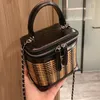 Sac à bandoulière sac de maquillage sac cosmétique mode bambou rotin couleur correspondant lettre Crochet femmes chaîne fermeture éclair sac à main 237T