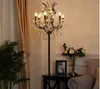 Antik Rustik Järn Kristall Golv Lampa Vardagsrum Inredning LED Golv Ljus Bedroom Bröllop Golv Lampor Vintage Studie Table Lights