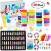 108 peças DIY Slime Kit Suprimentos de cristal transparente para fazer contas de espuma com purpurina, fatias de frutas e joias para aquário 201226