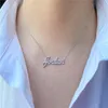 Custom Diamond Name Necklace Personalized Stainless Steel Jewelry Couple Chain Women Choker Pendant Valentines Day Gift