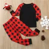 Buffalo Plaid Christmas Outfits Pajamas Set Family Matching 2020 2021 Mask Reindeer Santa Claus Blouse and Pants Home Night Clothes E110301