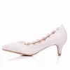 Кристалл королева белые кружева свадебные туфли 5см толстые котенка каблука насосы принцессы вечеринка на день рождения каблуки 220119