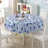 Pastoral PVC Waterproof Round Table Cloth Size 150/180cm Floral Plaid Thicken Home Decoration Tablecloth mesa toalha de tapetes T200707