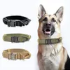 Tactical Dog Collar Adjustable Metal Buckle Dog Collars with Control Handle Training Pet Dog Collar For German Shepherd Dogs LJ201109