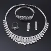 Nigeria Crystal Pendant Necklace Earrings Charm Bride Earrings Ring for Women Party Gift Fashion Jewelry Sets