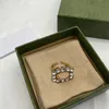 خواتم مصممة للسيدات على الموضة بأحرف ديموند مجوهرات فاخرة G Gold Love Ring Engagement Gifts Party Wedding Earrings 22030301R