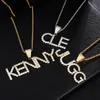 Hip Hop nom Initial Zircon glacé lettres pendentifs colliers pour hommes bijoux avec chaîne de couleur or cadeaux Colgante1207Z