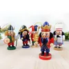 6PCS Christmas Nutcracker Decoration 10cm Wooden Nutcrackers Soldier Creative Xtmas Gift Pendant Puppet For Child WVT1133