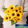 Summer Big Artificial Sunflowers Flowers Silk High Quality Home Decoration DIY Small Craft Fake Flower Wedding Decor Faux Flower