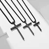 Pendant Necklaces Small Middle Large 3 Size Men Cross Christian Necklace Chain Black Silver Gold Color Stainless Steel Fashion Jewelry