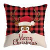 Noël Taie Plaid Joyeux Noël Coussin décoratif Couvre polyester Coussin Throw Oreillers Couverture Décoration 12 Designs YG749