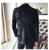 Svart sammet blomma blazer män lyx affärer casual blazer hombre kostym jacka män plus storlek 5xl 4xl 201104