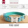 MUTTCO laser engraved retailing colorful handmade THE LEAF 5 sizes dog collar leash LJ201112