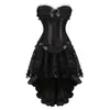 Bustier Corsetti e corsetto burlesque Set gonna Lingerie di pizzo Abito Abiti gotici Party Taglie forti Moda Sexy Nero1