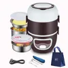 304 Ze Stali Nierdzewnej Przenośny Nagrzewnica Elektryczna Lunch Box 220 V Przeszczepiony Żywność Pojemnik na żywność Warmer School Home Rice Cooker Duży zestaw T200710