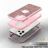 Glitzernde dreilagige robuste Defender-Handyhüllen für iPhone 14 13 12 11 15 Pro Max Bling Glitzer stoßfeste Schutzhülle