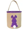 Cute Burlap Easter bags Baskets Rabbit Tails Buckets Jute Glitter Bunny Tote Candies Eggs Sequins Handbags Kids Barrels Basket 4colors