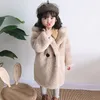 2-12Y Bid Girls Faux Fur Coat Kläder Höst och Vinter Ny Stor Storlek Barnens Barns Padded Coat Granulera Ull Barnkläder