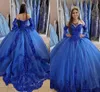Prinsessan Lace Up Back Quinceanera Klänning Royal Blue Color Ball Gown Puffy Sweet 16 Special Occasion Party Gown
