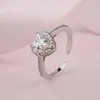 Mode Rose Gold Kristall Herzförmige Hochzeit Ringe Für Frauen Luxus Elegante Zirkon Engagement Schmuck Party Geschenke