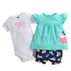 Ромпер + точка футболка + шорты 3 штуки костюм для новорожденного девочка одежда 2020 летний набор набор нового рожденного костюма одежда хлопок LJ201223