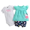 barboteuse + dot T-shirt + short 3 pièces costume pour nouveau-né bébé fille vêtements 2020 été ensemble tenue nouveau-né costume vêtements coton LJ201223