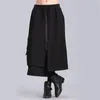 [EAM] 2020 Nueva primavera verano Alta cintura elástica Cinta negra Split Joint Falda suelta Medio cuerpo Mujeres Moda Marea JL2330 T200712