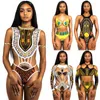 Maillot de bain pour femme maillot de bain imprimé totem de natation africaine ensemble de bikini femmes sexy bandage à bretelles bikinis découpé une pièce maillots de bain 12 types barboteuse pull