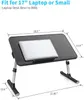 Table de plateau de lit pour ordinateur portable, support réglable en cuir PU pour ordinateur portable avec bouchon amovible, bureaux portables pour genoux