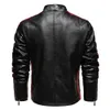 Vestes de pilote de bombardier militaire pour hommes Hommes Vintage Slim Biker Veste en cuir Mâle Mode Broderie Polaire Pu Manteau de moto 201120