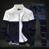 Neue Männer Sets Mode Sport Anzug Marke Patchwork Zipper Sweatshirt + Jogginghose Herren Kleidung 2 Stück Sets Schlanke Trainingsanzug 201130