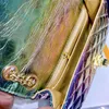 세련된 인어 ji 화려한 순수한 가죽 디너 가방 레이저 가죽 감각 체인 가방 와일드 19cm 트렌드 싱글 숄더백 핸드백 268r