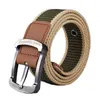 Heren pin gesp canvas riem heren jeugd casual broek riem Koreaanse studenten All-match legering gesp riem G220301