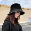 Lady Reversible Double Sided Bucket Hat Winter Autumn Solid Color Thicken Faux Fleece Wide Brim Sunscreen Packable Fisherman Cap1260G