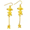 3-fleurs Design Femmes Dangle Boucles d'oreilles 18K Yellow Gold Rempli Bijoux de bijoux